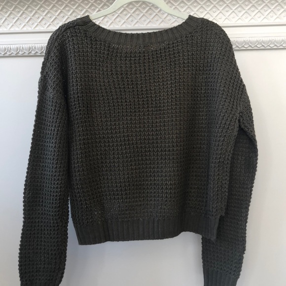 DONATED NastyGal/Mustard Seed Olive Cropped Sweater - Picture 6 of 6